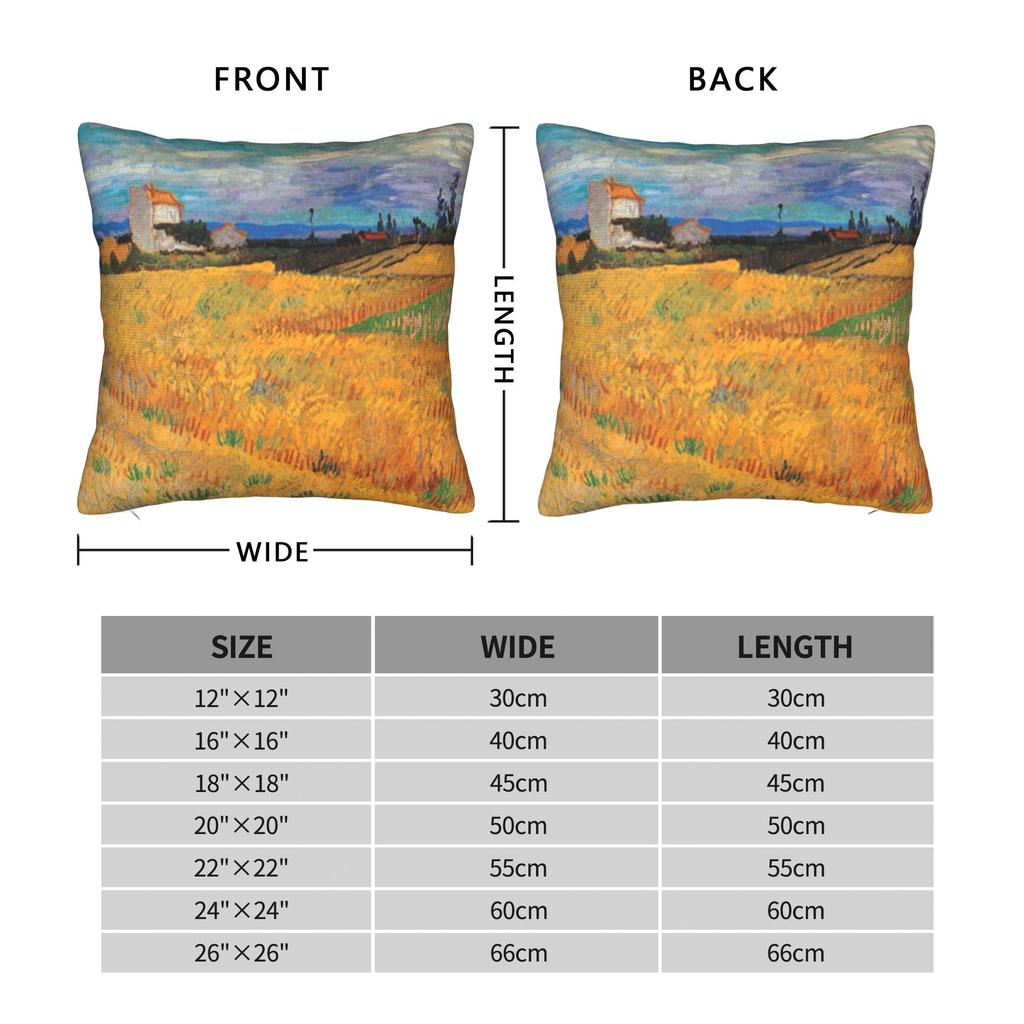 Van Gogh Wheat Field with Farmhouse Aesthetic Square Pillow Covers Home Cushion Cover Home Decoration Throw Pillow Case 40*40