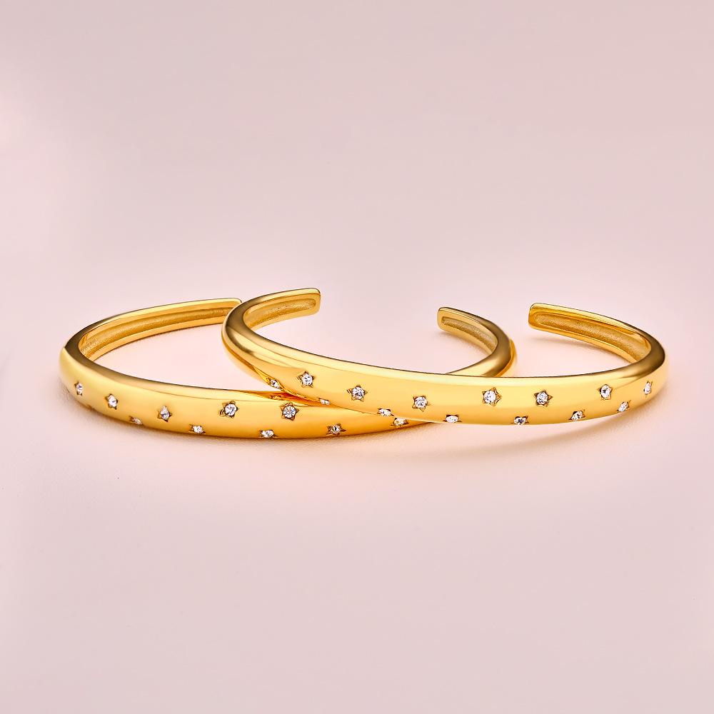 Bracelets, Mohua Couple Bracelets, Full Diamond Five-pointed Star Open-mouth Bracelets