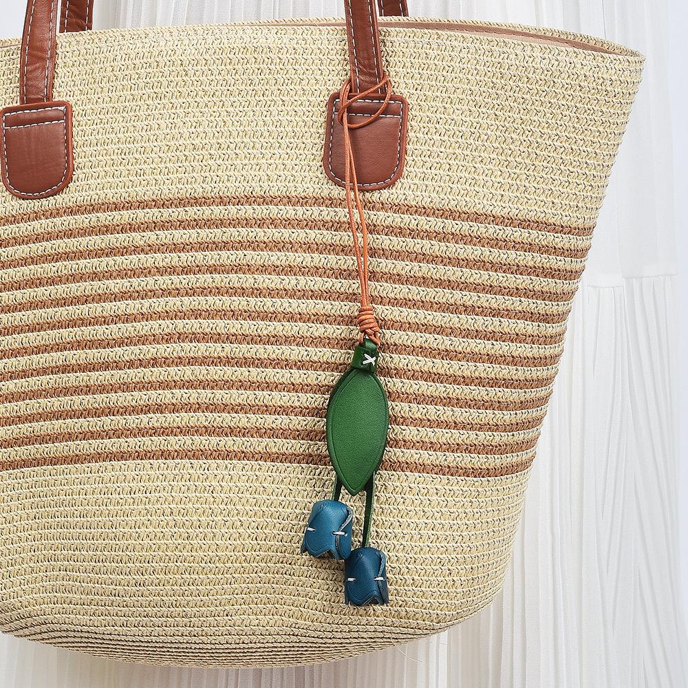 Leather Flower Bag Pendant Femininity Handmade Leather Pendant Portable Carry-On Bag Ins Style