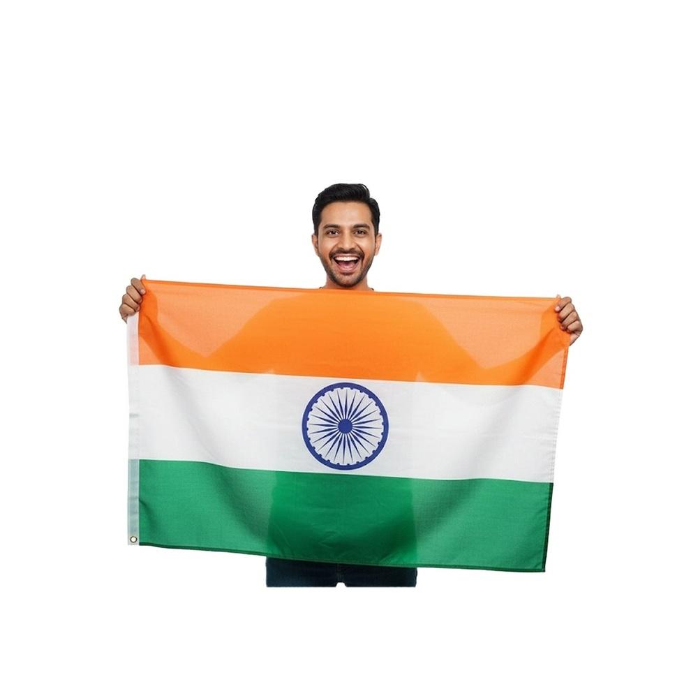 Eye-Catching 3x5ft Our Or Indoor Flag For Sport Events And Home-Polyester-Size 90x150cm-Perfect For Sports Fan India Flag