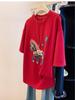 Plus Size Spring/Summer 2026 Embroidered Horse Tee - Women's Loose Short Sleeve Casual Top