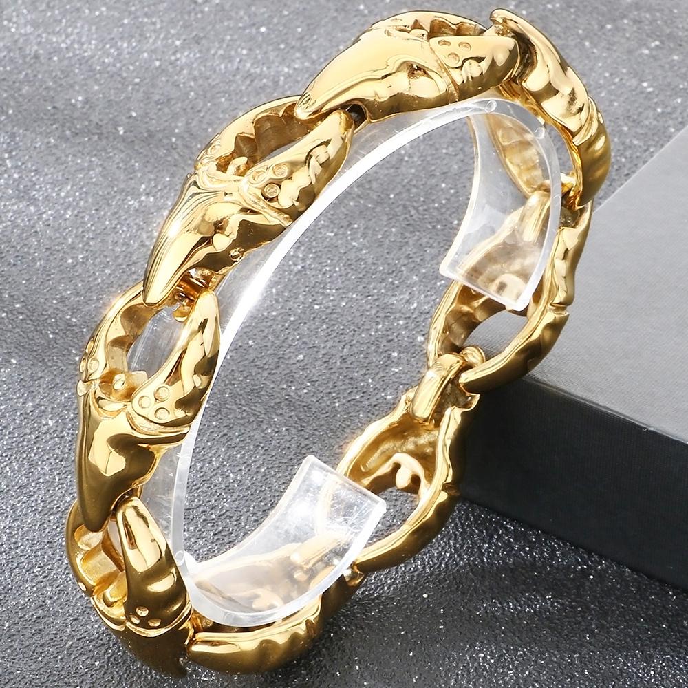 FengShui Wealth And Luck Man Bracelet Cool Crab Claw Style Chain Bracelets for Men Stainless Steel Geomancy Jewelry Accessories