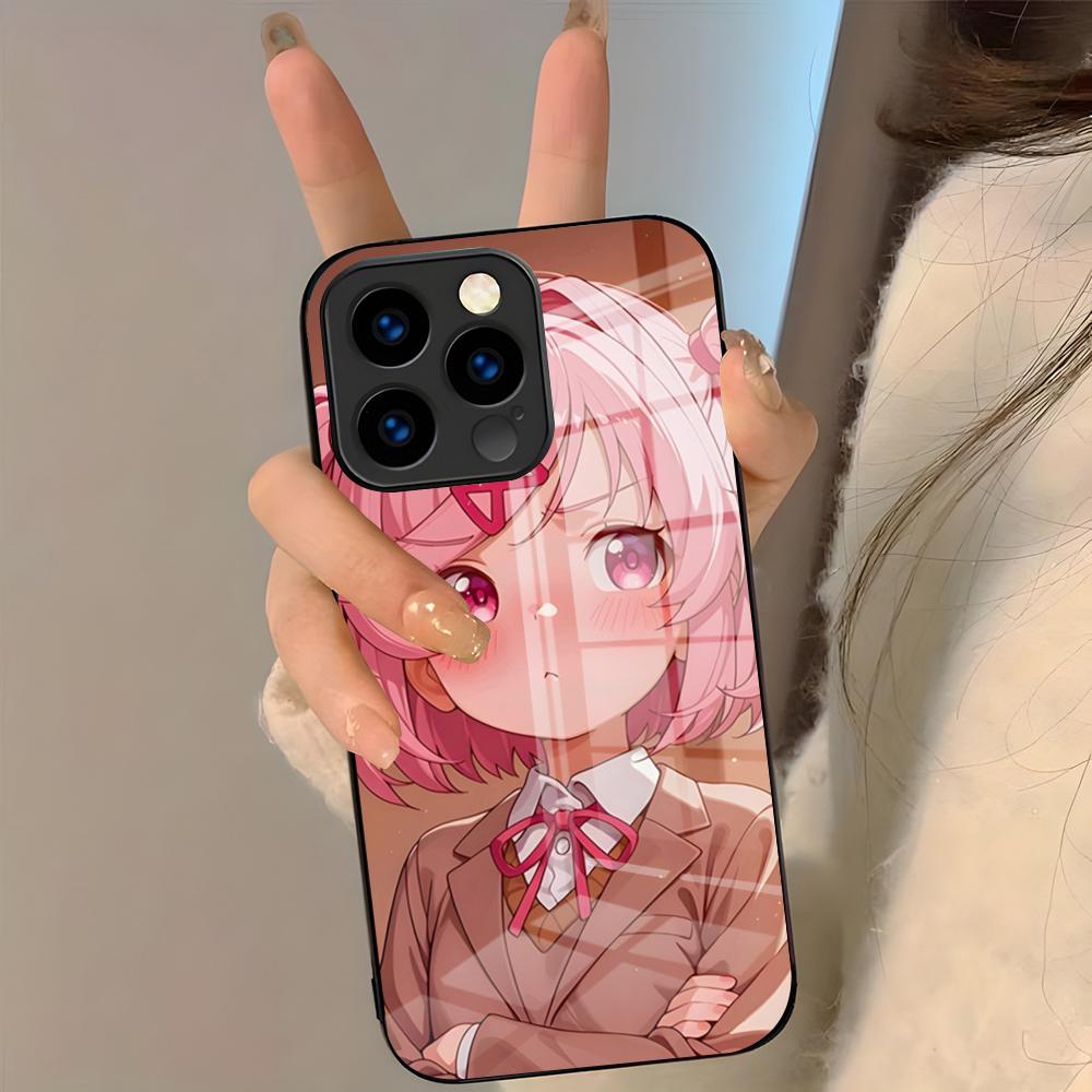 Cartoon Character Natsuki Phone Case For IPhone 17 Pro Max 16 15 14 Pro Max 13 11 Plus Glass Cover