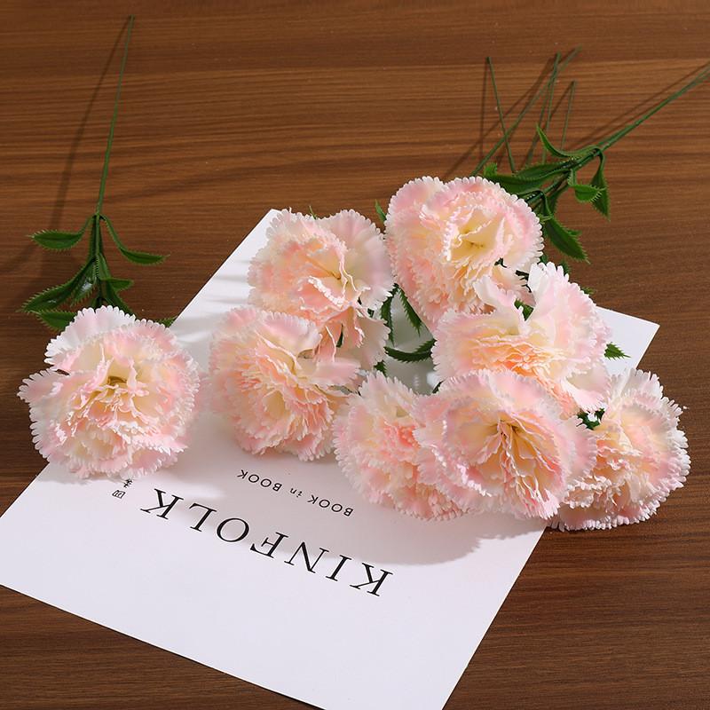 Carnation Silk Flower Bouquet For Home Office Wedding Decor Photography Prop