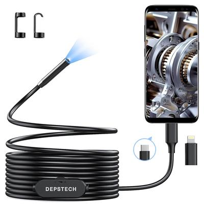 DEPSTECH NTC55 Megapixeli 2K Cel mai recent endoscop impermeabil de 7 mm Compatibil USB la Lightning cu Android și dedicat Ideal pentru inspecția mașinilor de uz casnic