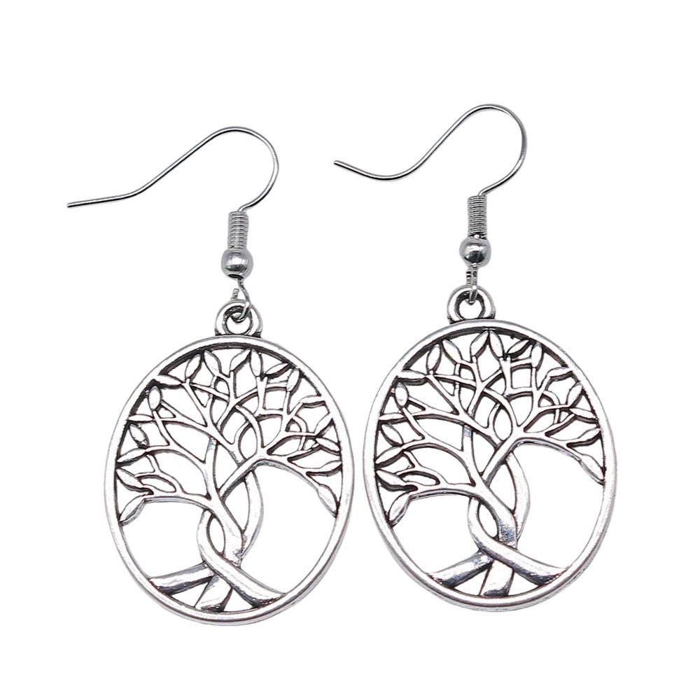 Tree Of Life Dangle Earrings Openwork Nature Boho Style Drop Jewelry For Female