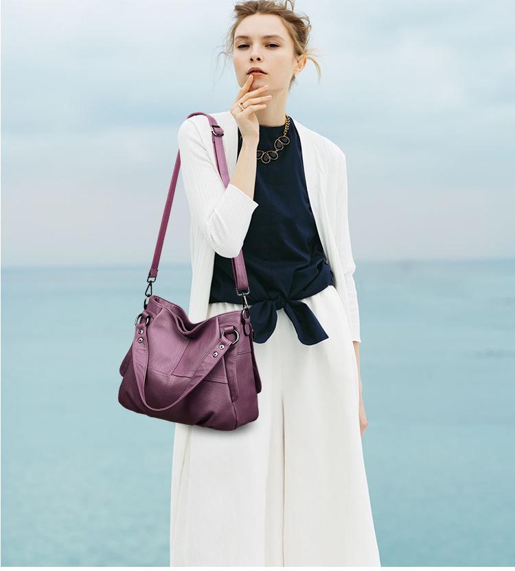 Genuine Leather Large Capacity Women's Handbag – Soft Sheepskin Single Shoulder Crossbody for Middle-Aged & Elderly Ladies