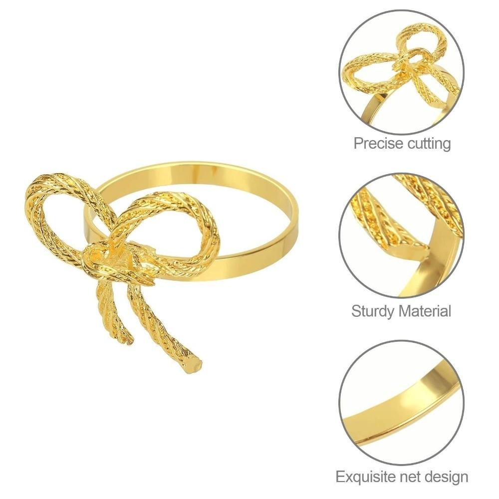 6 Pieces Zinc Alloy Bow Knot Napkin Rings Elegant Multi-functional Metal Napkin Holder Decorative Sturdy Tissue Ring Party Favor