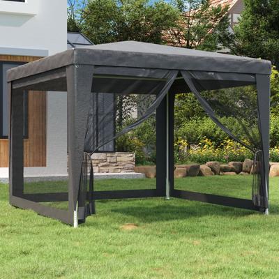 Vidaxl Party Tent With 4 Mesh Walls, Anthracite, 3X3 M, HDPE