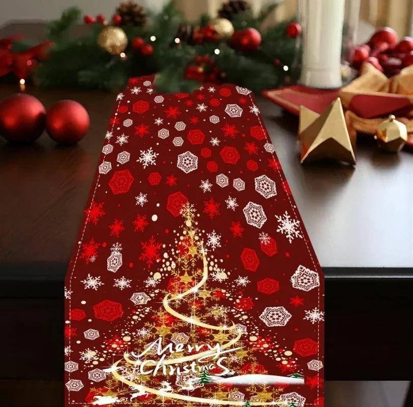 2023 Christmas Table Runner Cloth Merry Christmas Decoration for Home Tablecloth Xmas Cristmas Ornament Navidad New Year 2024