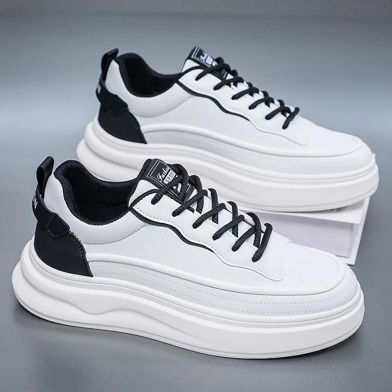 New Men's Anti Slip Wear-resistant Casual and Fashionable Sports Board Shoes with Thick Soles Increased Height and Simple Design