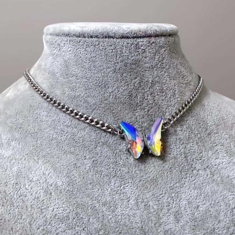 

Minimalist Colorful Butterfly Necklace Womens Collarbone Chain Accessories Exquisite and Highend Feel