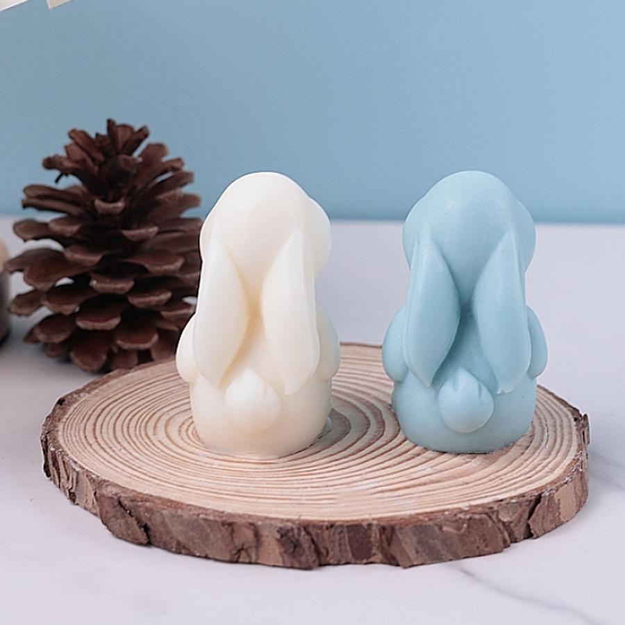Smiling Rabbit Silicone Candle Molds 3D Cute Animal Crafts Resin Gypsum Soap Mold DIY Chocolate Ice Cake Baking Tool Home Gift