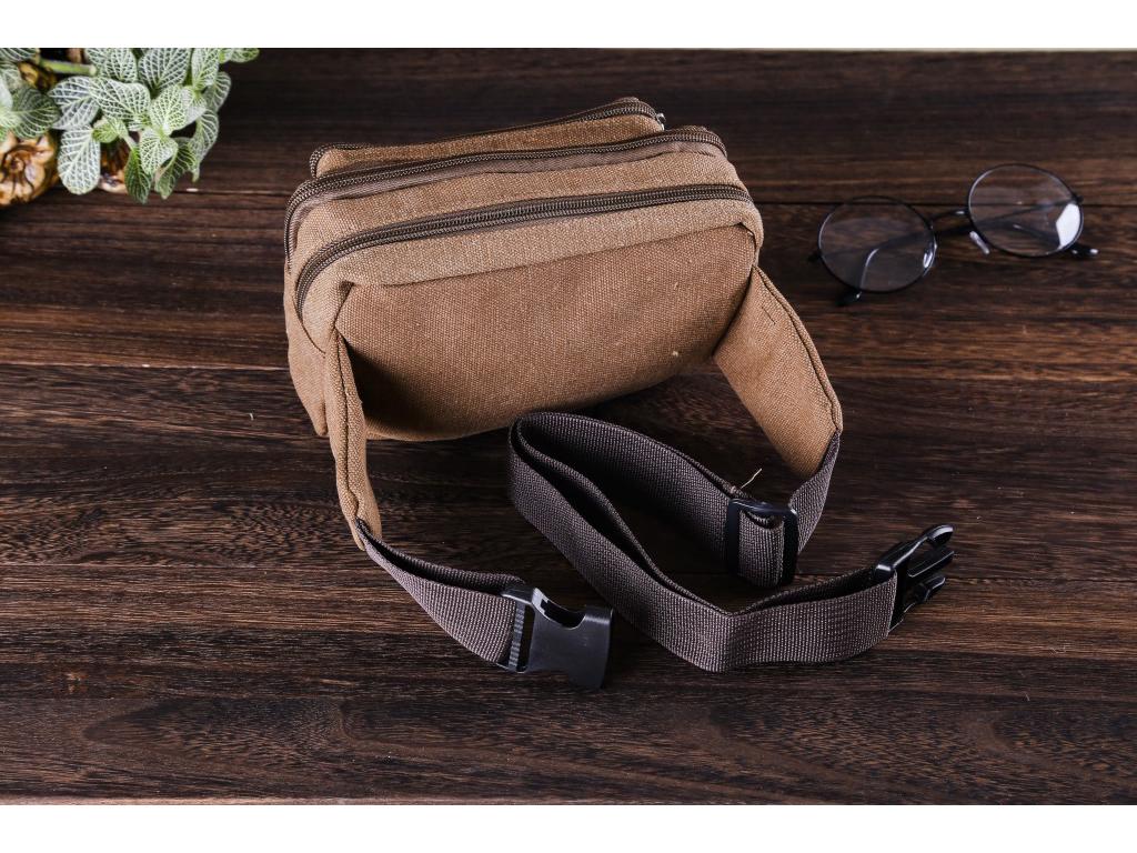Compact Wear-Resistant Canvas Waist Bag: Multifunctional, Large Capacity, Anti-Theft, Simple Fashion