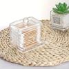 2pcs Transparent Plastic Cotton Swab Holder, Crystal Clear Cotton Pad Dispenser, Bathroom Organizer Accessory with Unique Design