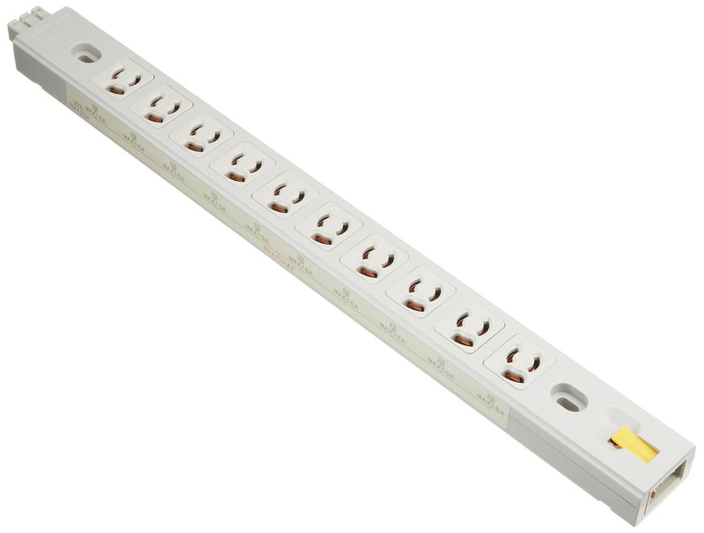 Sanwa Supply Server Rack Outlet Bar, 20A, 3-Pin, Anti-Slip, 10 Outlets, TAP-MR7535