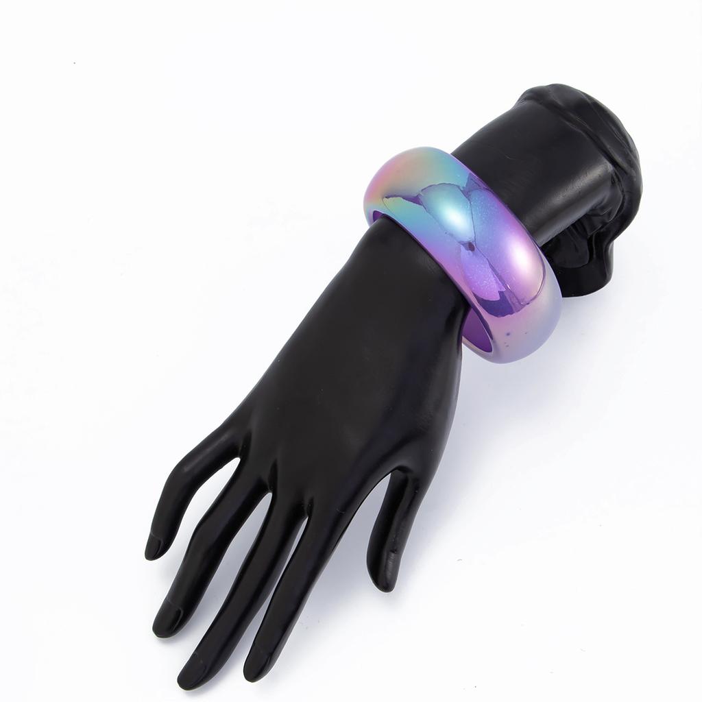 Punk Colorful Sparkling Transparent Wide Bracelet Chunky Party Geometric Arc Handmade Resin Acrylic Charm Bracelet Bangles Jewelry for Men and Women