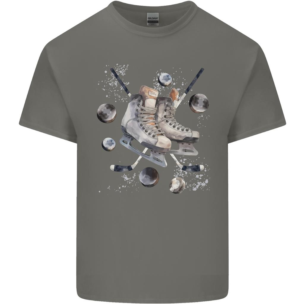 Ice Hockey Boots Stick Pucks Unisexs Light Cotton Tshirt