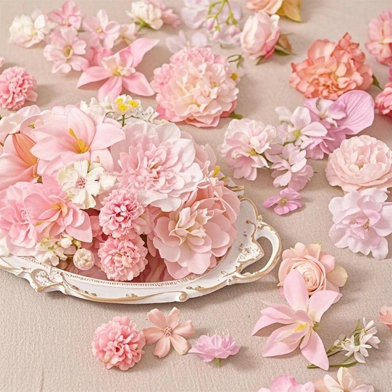 20/50Pcs Artificial Flower Head Mini Silk Artificial Rose Daisy Flower Craft Supplies Wedding Party Craft Wreath Home Decoration