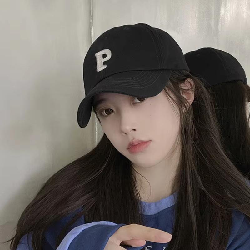 Letter P Cotton Baseball Hat For Women Men Solid Color Snapback Duck Tongue Hats Outdoor Sports Sunshade Dad Trucker Peaked Cap