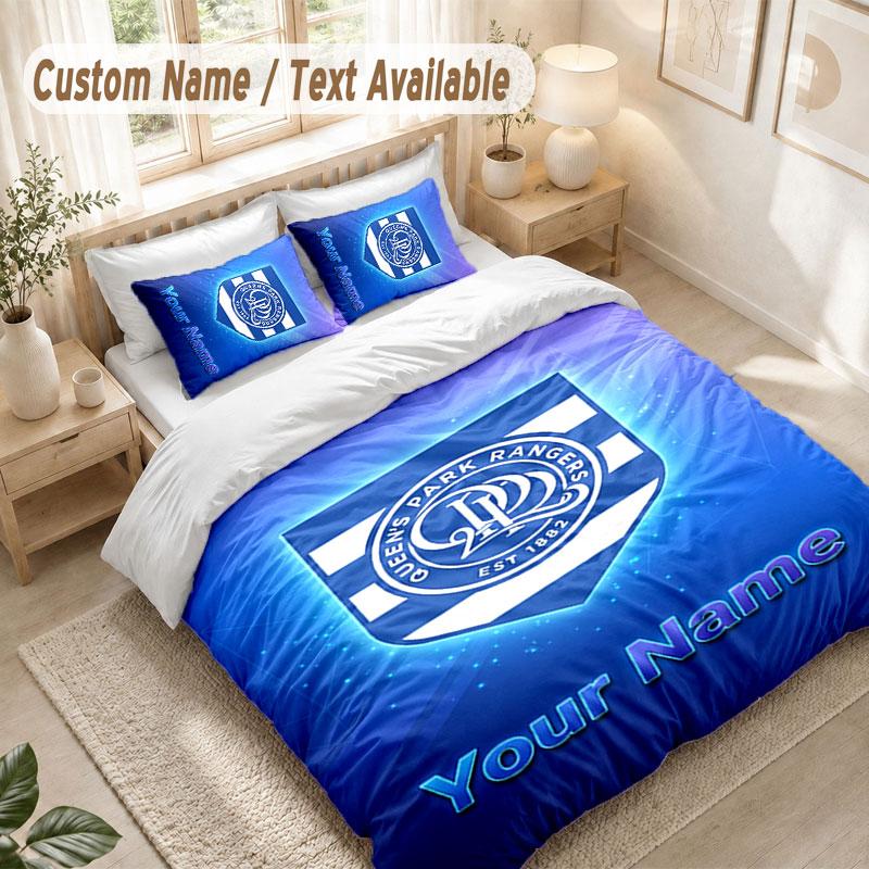 Custom Name Bedding Set 3 PiecesQueens Park Rangers FC Print Duvet Cover + 2 Pillowcases Soft Bed Decor