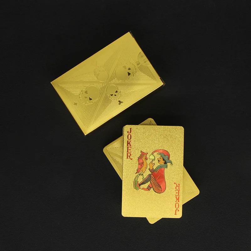 Gold Foil Skull Poker Cards Waterproof PVC Plastic Magic Cards For Gambling Board Game Washable Flexible Use Playing Cards