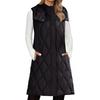 Long Vest Women Sleeveless Hooded Fall Winter Button Down Zip UpVests Jacket Outwear