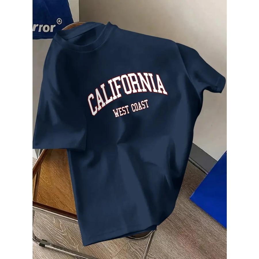 Men's Letter Printed Sports and Leisure Versatile Short Sleeve T-shirt