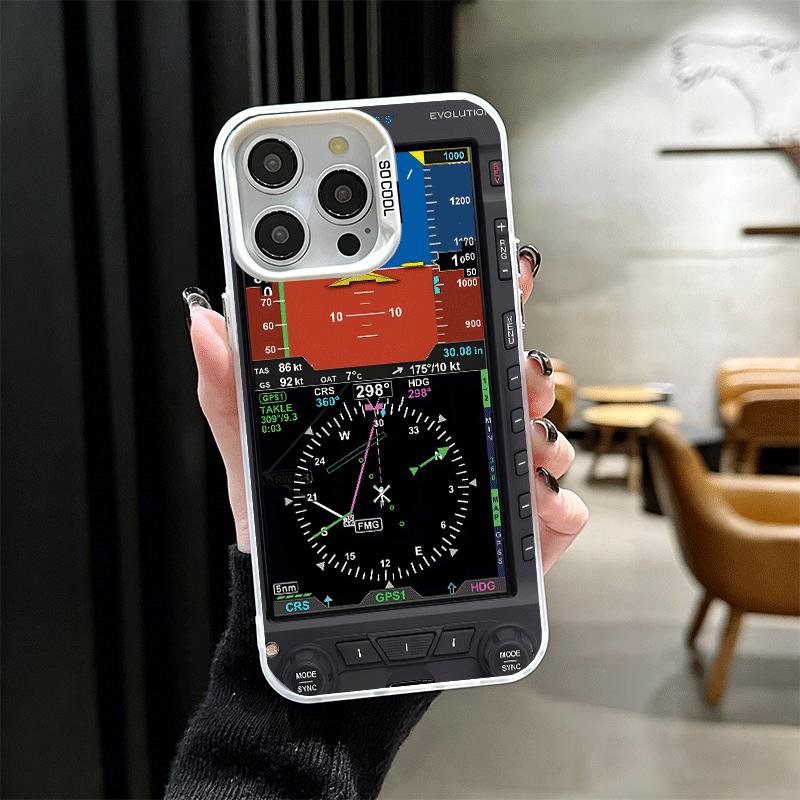 Aircraft Instrument Cockpit Radar Soft Phone Case for iPhone 15 16 17 Pro Max 17Air 16E 14 Plus 13 12 Mini Shockproof Cover Back