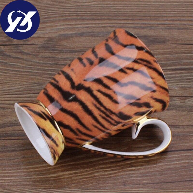 Nordisk Fas på Keramisk Kaffekrus Kreativt Porselen Leopard Håndtak Frokost Melk Te Kopp Kontor Vannflaske Drikkeglass
