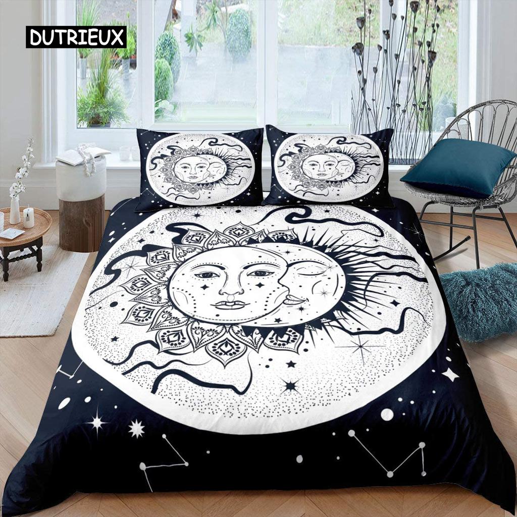 Mandala Duvet Cover Yellow Sun Moon Bohemian Exotic Twin Bedding Set Bedclothes for Teen Polyester Double Queen King Quilt Cover