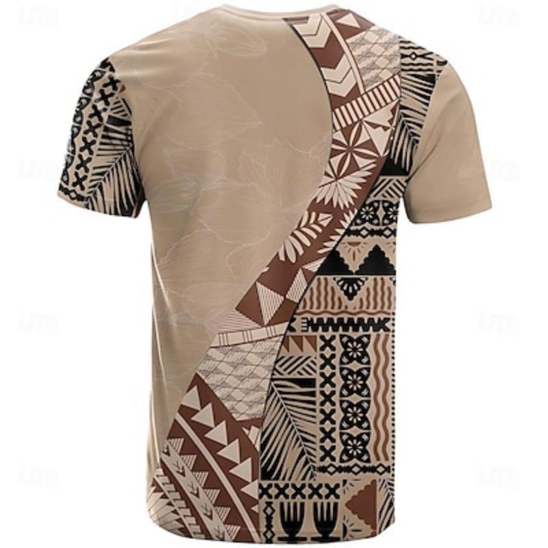 

Мужская футболка с принтом ацтеков Paisley, футболка с коротким рукавом, 3D-принт, рубашка с круглым вырезом, модная этническая уличная повседневная коричневая хаки, летняя и весенняя одежда XL