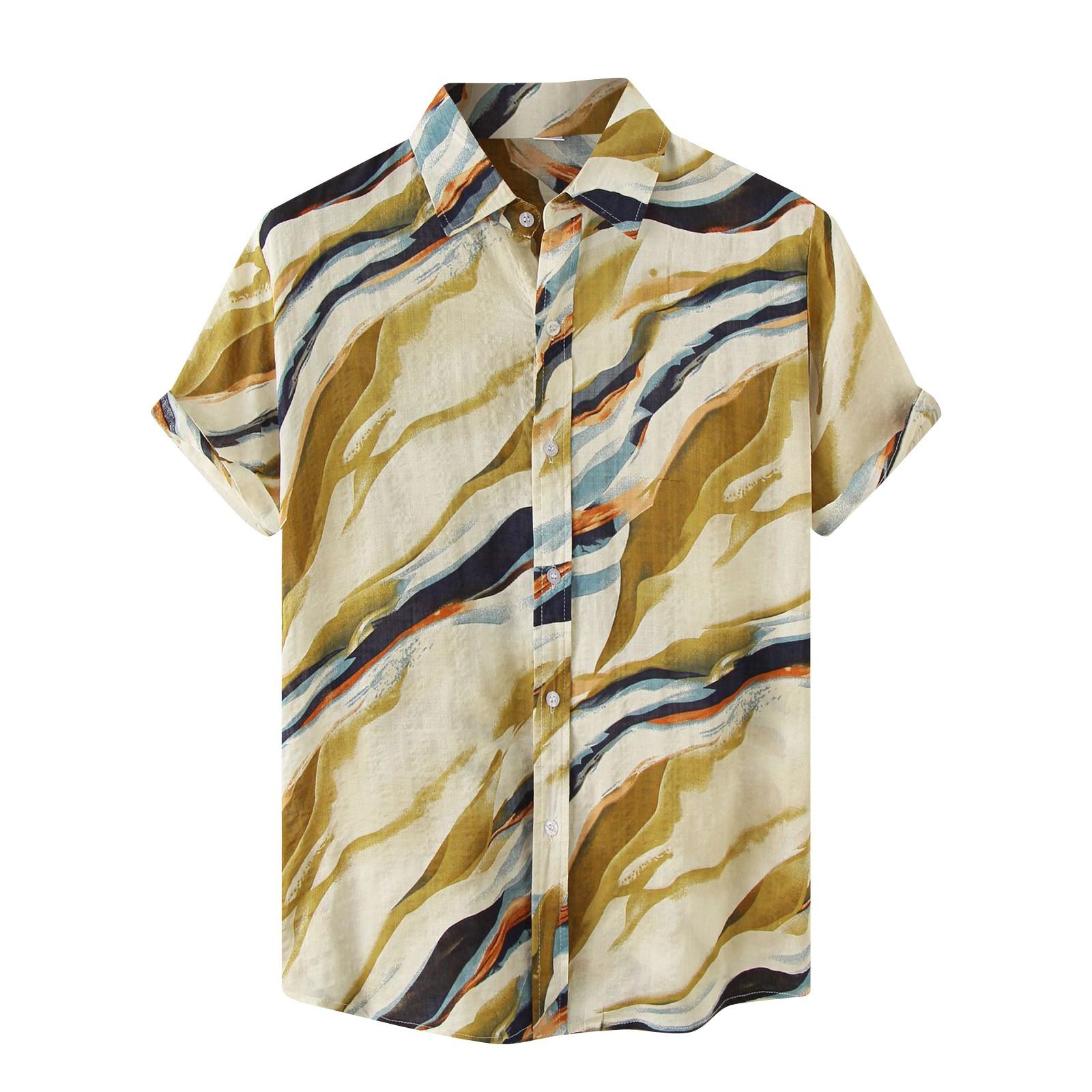 Men s Summer Casual Floral Print Design Hawaiian Short Sleeve Beach Vacation Shirt XXXL