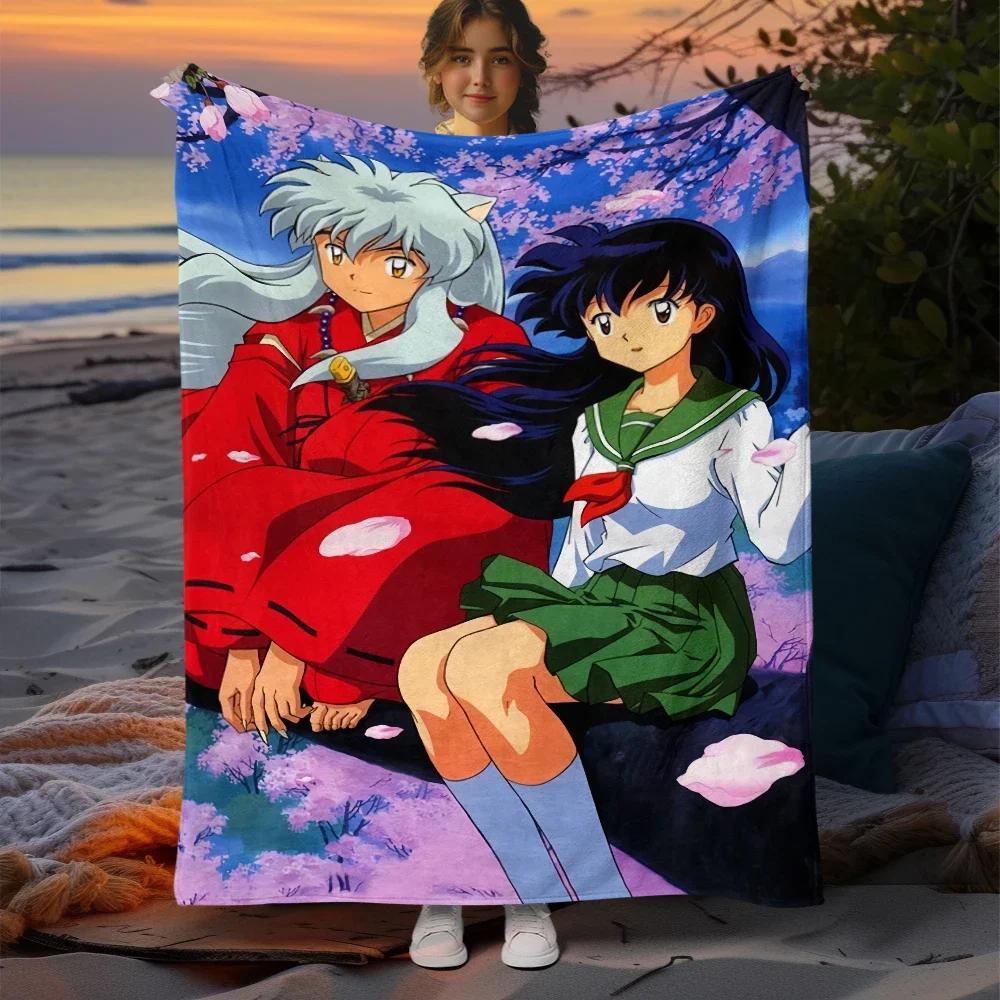 Inuyasha Cartoon Printing Blanket Large Sofa Soft Warm Flannel Throw Blanket Camping,Outdoors,Picnic,Travel,Airplane Blanket.
