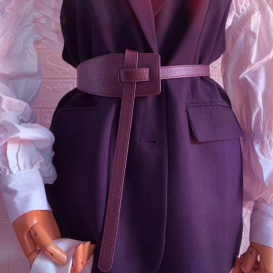 Retro Basit Kemer Geniş Moda Kadın Suni Deri Bel Kemeri Elbise Dekor