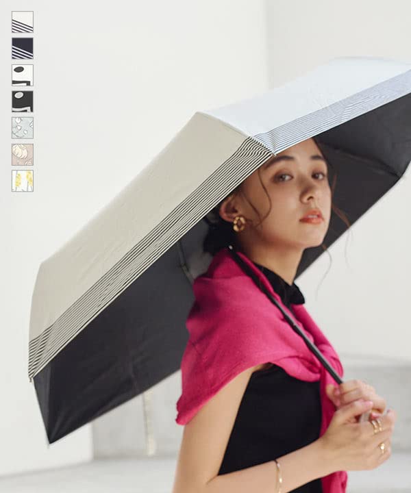 Kobe Lettuce UV Protection Parasol for Sun Protection for Sun and UV Compact Folding Umbrella with Pattern Free Dotted Ivory Women, Summer,