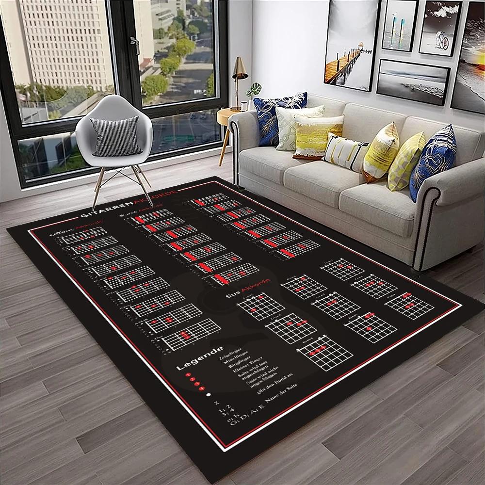 Music Guitar Chord Theory Chart Piano Carpet Rug Non-slip Mat for Home Living Room Bedroom Sofa Decor Kids Area Rug