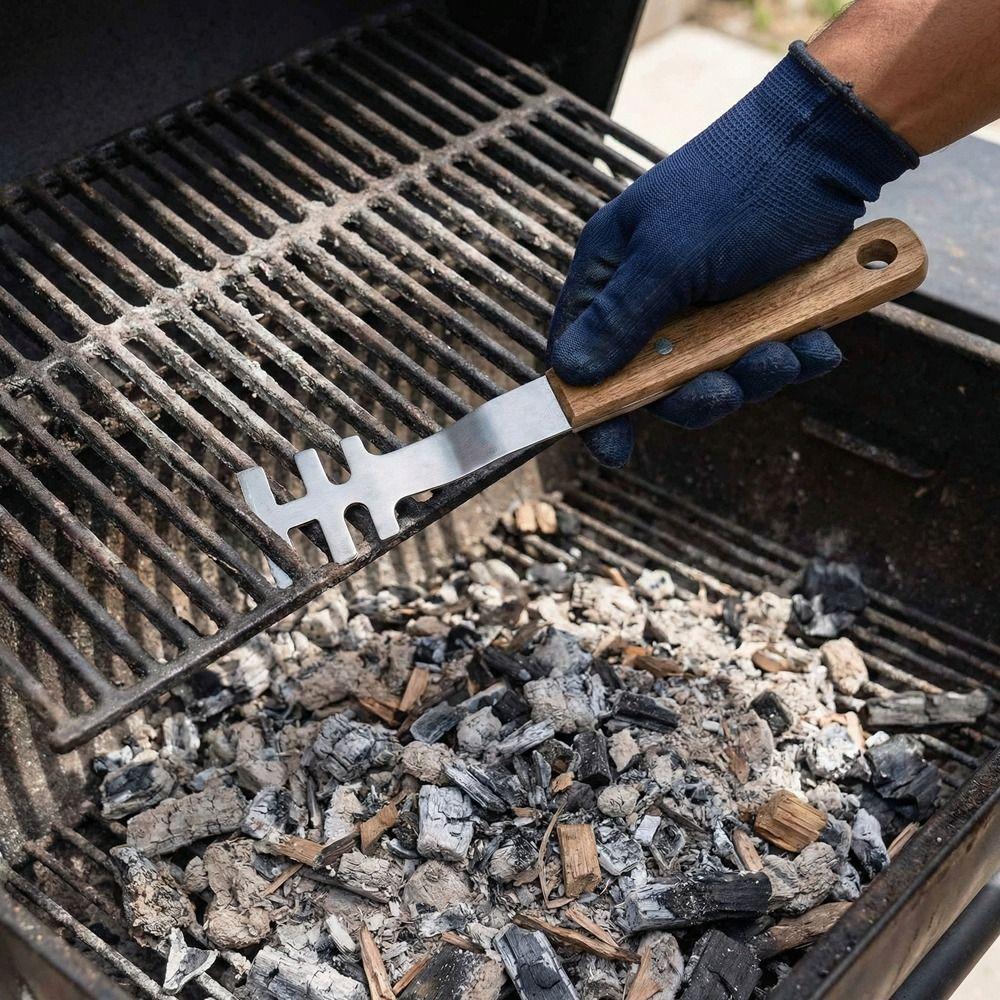 Sollevatore per Griglia Resistente al Calore Acciaio Inossidabile Manico Lungo Estrattore per Griglia da Forno Antiscottatura Impugnatura Comoda Estrattore per Griglia da Forno