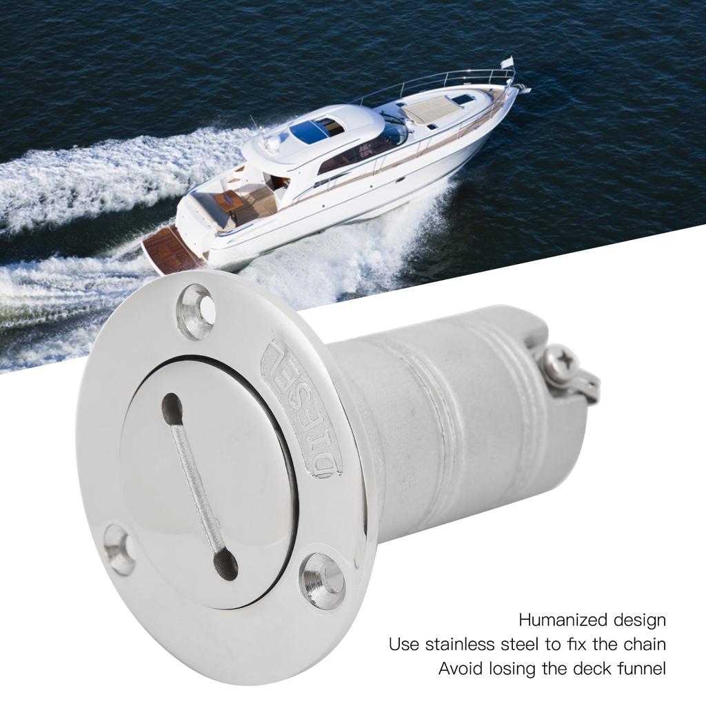 Stainless Steel Deck Funnel Water Oil Inlet Fill Filler Port Boat Gas Fuel   Cover Part