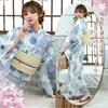 RAVIR Yukata Shades of Daisy Cool and Comfortable Japanese Fluffy Obi and Geta One Size Fits All Women's 3-Piece Set, Print, Style, Belt, Sandals,