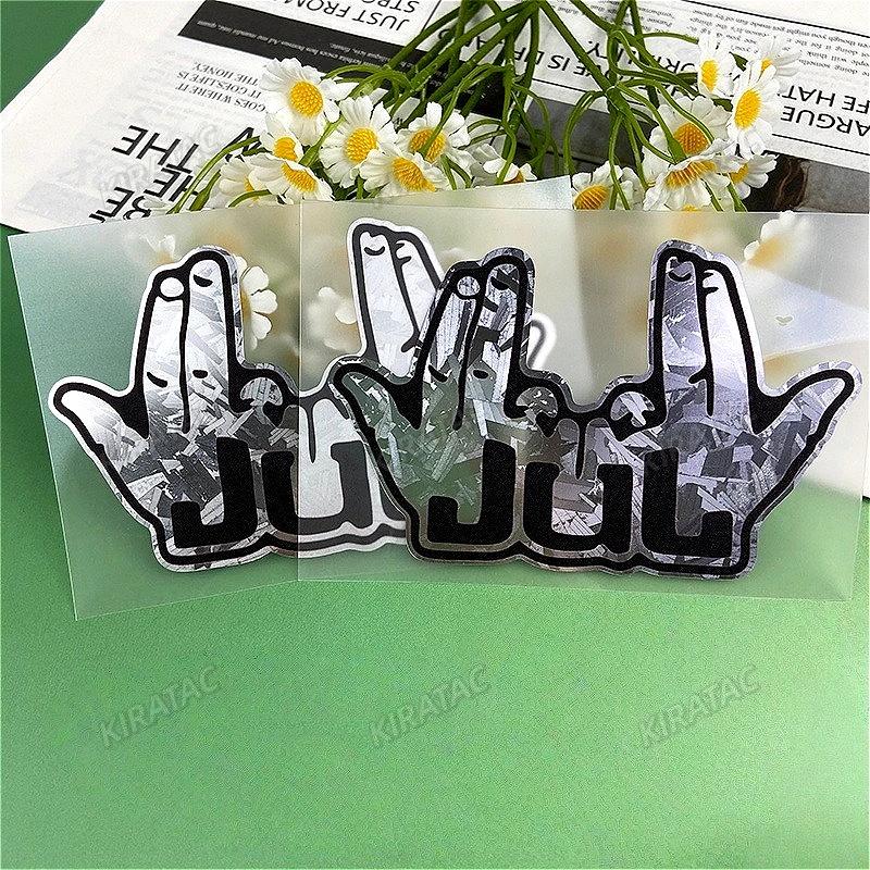 2PC 2025 New Funny JUL Finger Motorcycle Stickers Waterproof for Motorbike Bike Helmet DIY Scooter Fuel Tank Fairing Vinyl Decal
