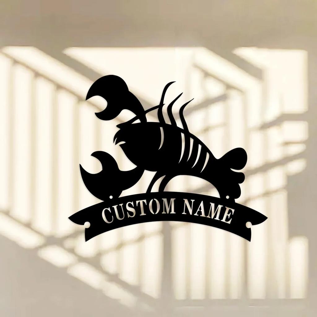 Metal Wall Art Crayfish, Kitchen Decor, Rustic Crustacean Sign, Housewarming Gift