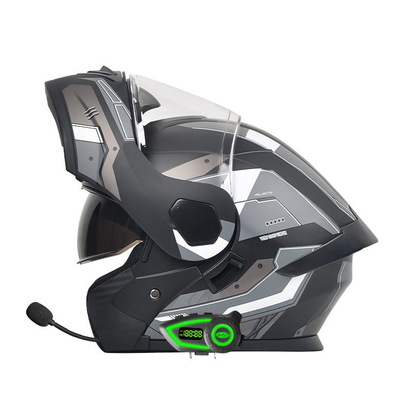 Dot Certified Dual Lens Motorcycle Helmet with Blue Tooth Full Graphic Abs Material Racing Helmets Ad Factory Custom Wholesale