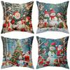 Christmas Snowman and Reindeer Printed Pillowcases: Festive Holiday Decor Sofa room cushion cover home decoration new year gift