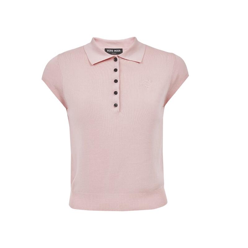 VEROMODA Women's Lyocell Blend Polo Knit Top with Button Detail