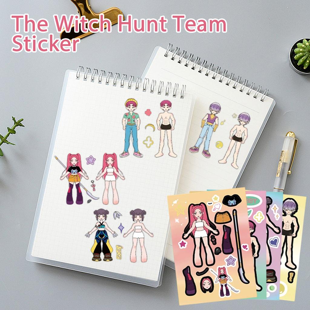 8 Pieces Of Witch Girl Group Stickers Hand Account Cutting Film Package Handmade Decorative Stickers
