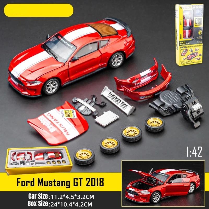 1/42 Ford Mustang GT Racing Toy Car CCA Assembly Model Kit Diecast Alloy Miniature Free Wheels Collection Gift for Boys Children