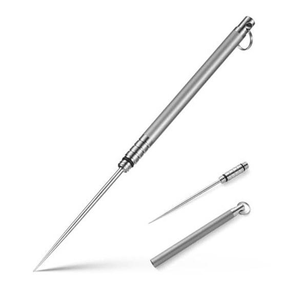 Titanium toothpick portable assembled mini detachable lightweight rust-resistant fruit pick case (detachable 73mm-titanium gray) washable reusable EDC