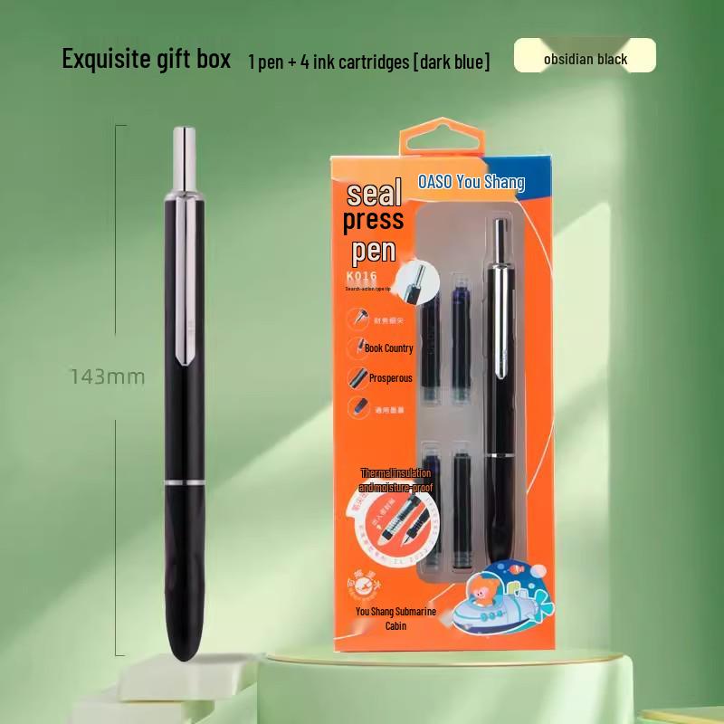 OASO YouShang K016 Sealed Fountain Pen for Grade 3 Calligraphy Practice 0.38mm/Blue-Black Ink Cartridge