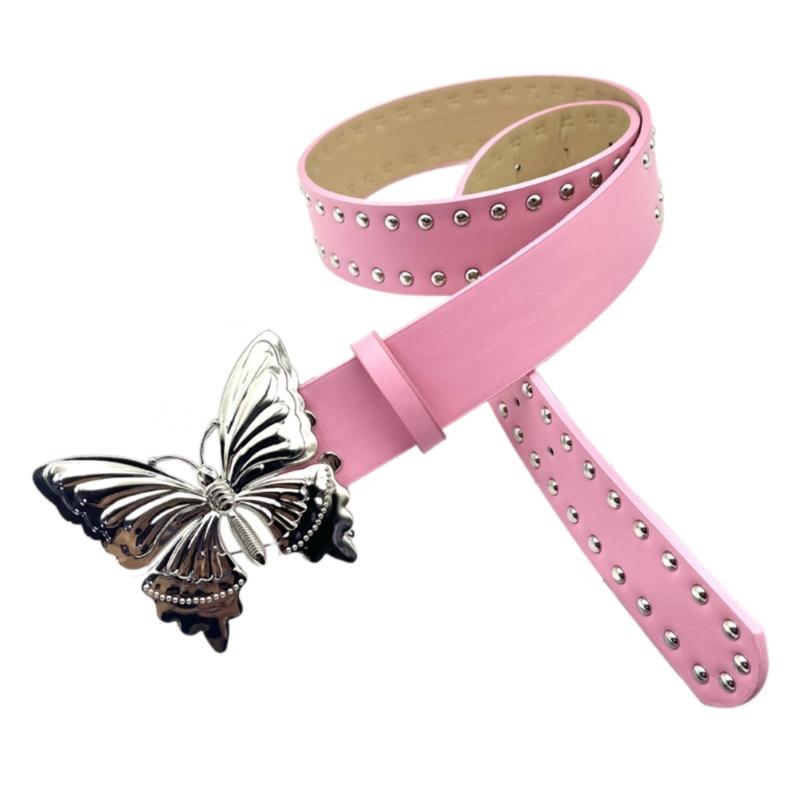 

Стильний Панк-Метелик Ремінь Регульована Довжина Пояс Винтажний Пояс для Музичних Фестивалів та Вечірок рожевий